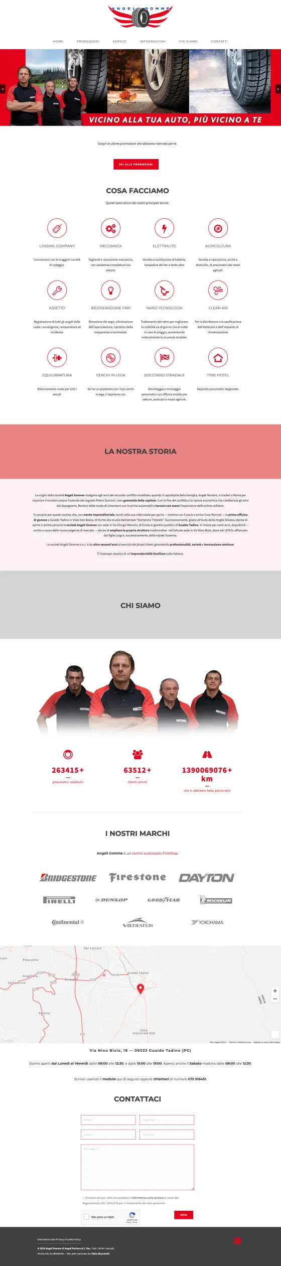 Screenshot of the Angeli Gomme website