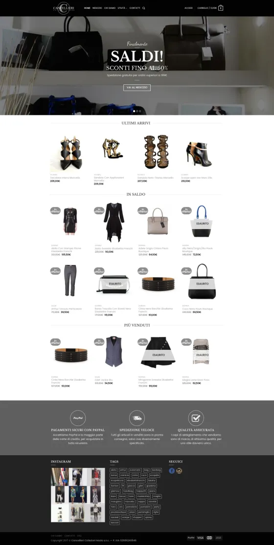 Screenshot of the Cancellieri Moda website