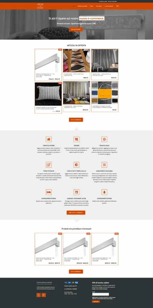 Screenshot of the Casa della Tenda website