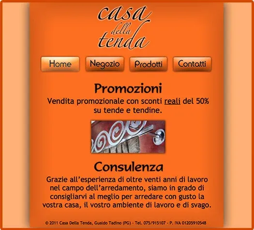 Screenshot of the Casa della Tenda website