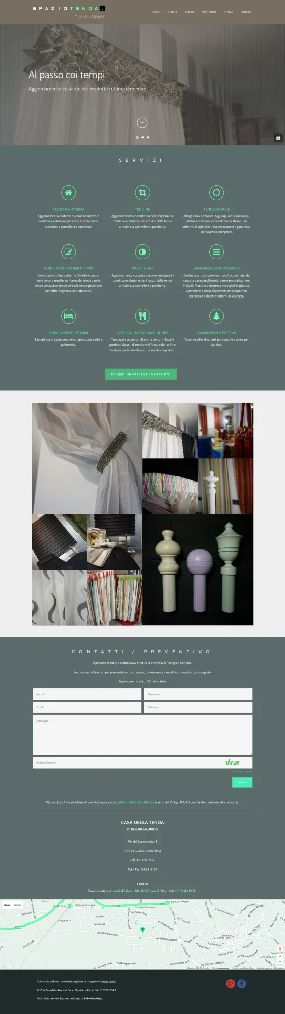 Screenshot of the Casa della Tenda website