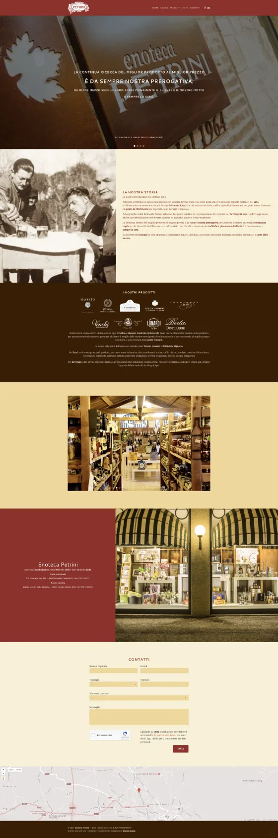 Screenshot of the Enoteca Petrini website