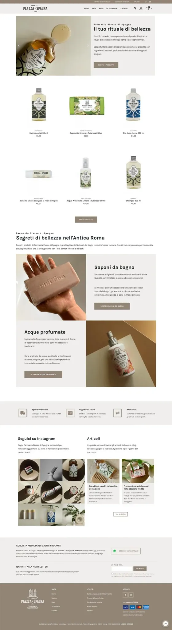 Screenshot of the Farmacia Piazza di Spagna website