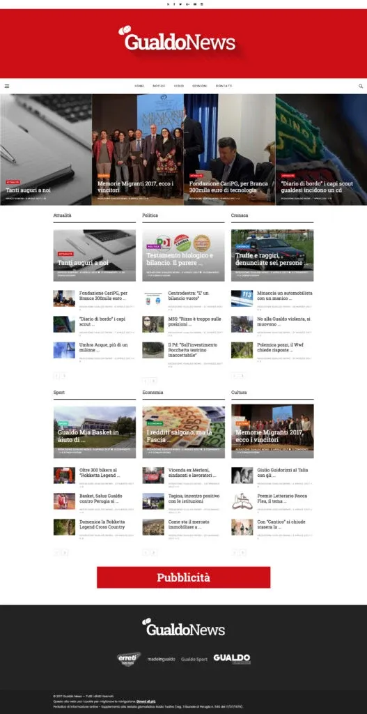 Screenshot of the Gualdo News website