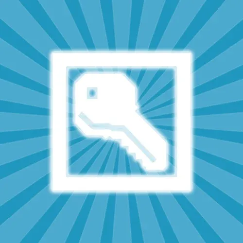 Illustration of a white key on a light blue background