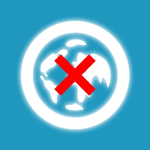 Illustration of a globe crossed out by a red X