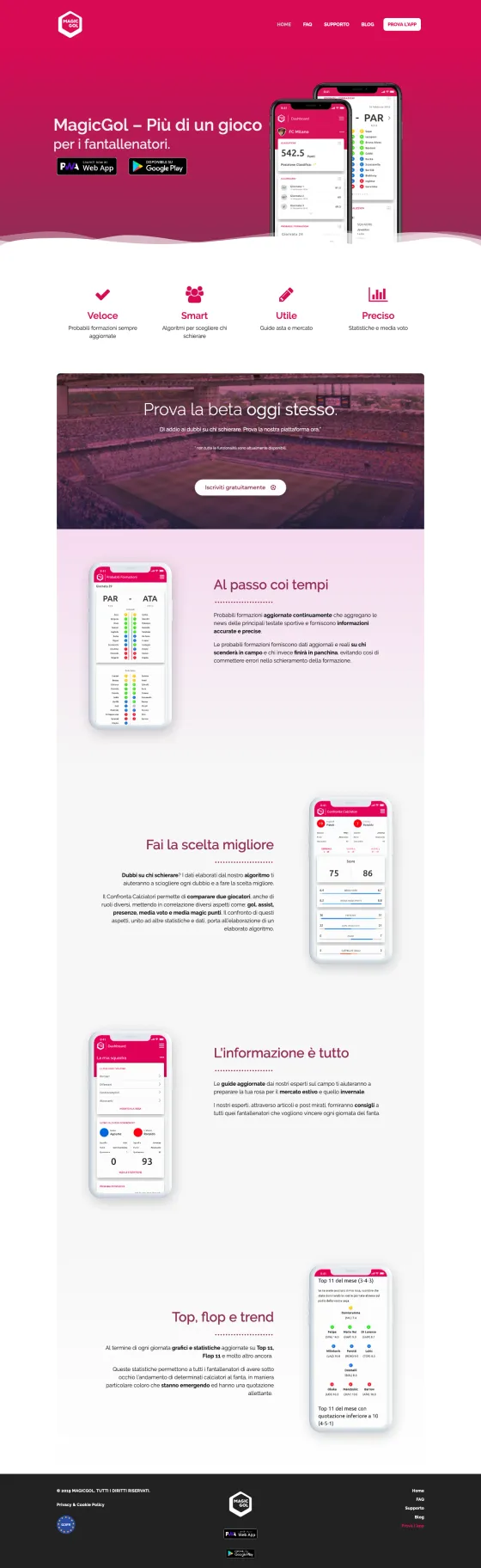 Screenshot of the MagicGol website