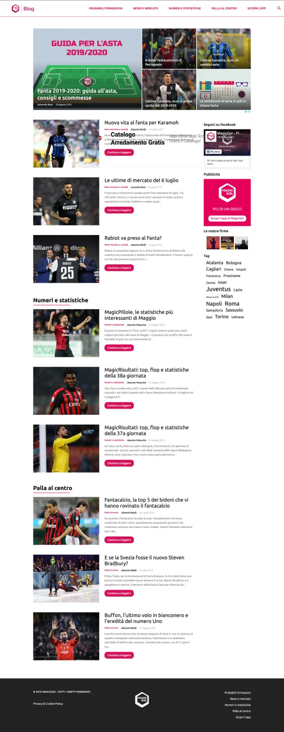 Screenshot of the MagicGol website