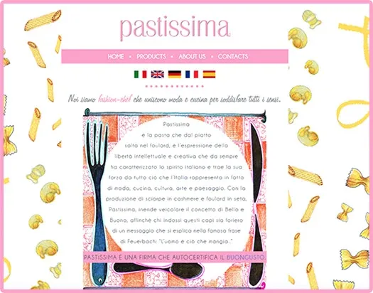 Screenshot of the Pastissima website
