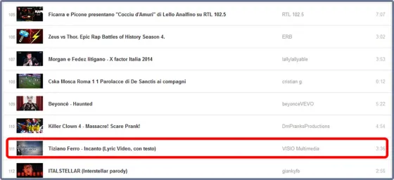 The Incanto lyric video in YouTube's most popular videos chart