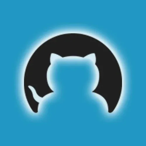GitHub logo on a light blue background