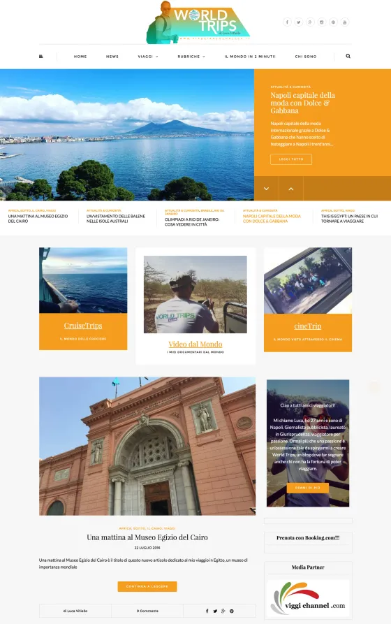 Screenshot of the Viaggiando con Luca - World Trips website