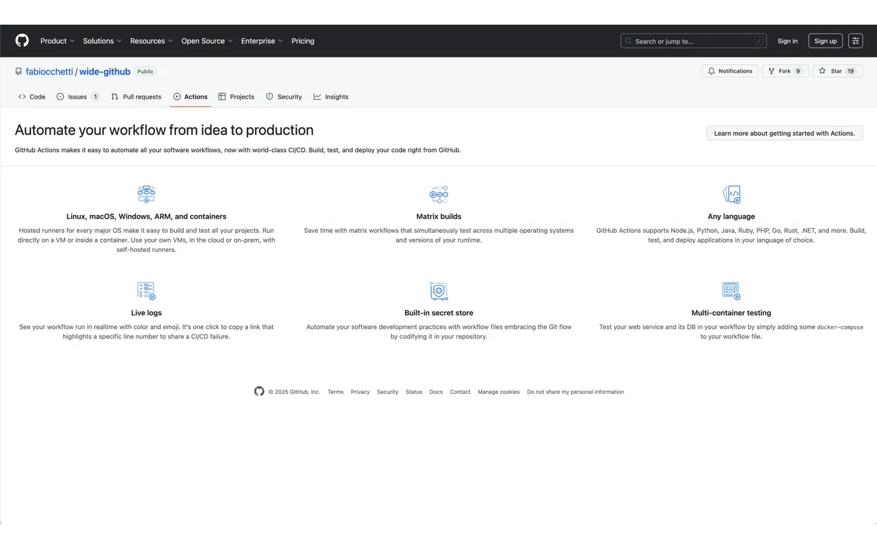 A GitHub page with Wide GitHub enabled: the content fills the whole width of the window