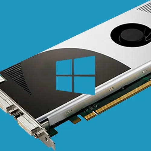 Scheda video per PC con sovrapposto il logo di Windows